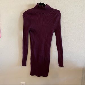 Berry Ribbed Bodycon Dress